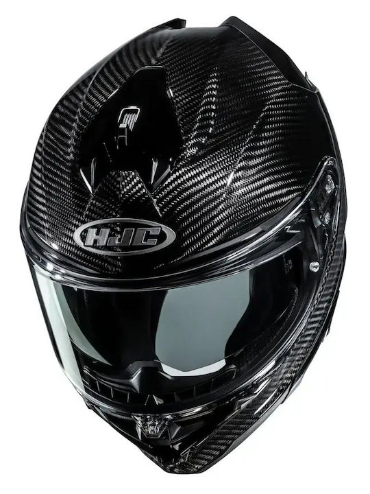 HJC F72 Carbon Solid Black Full Face Motorcycle Helmet ECE 22.06 with Pinlock and Sun Visor