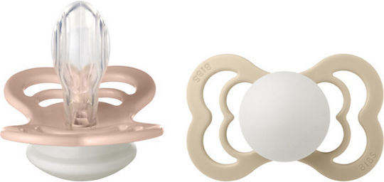 Bibs Supreme Glow Silicone Pacifiers Beige for 6+ Months 2 Pieces