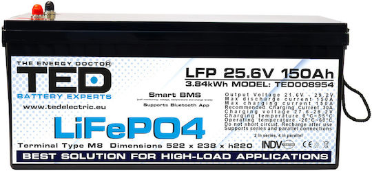 Lifepo4 Battery 25.6v 150ah 3840wh Multifunctional Smart Bms App Monitoring – Ted Electric