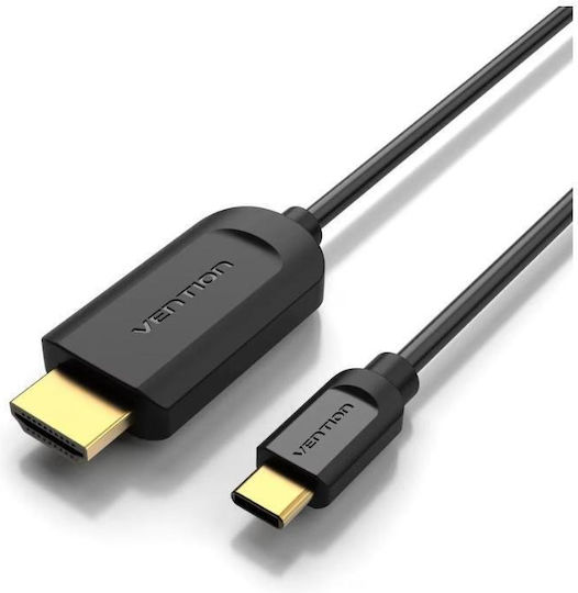 Vention Cgubh Cable Usb Type-c M To Hdmi M 2 M Maximum Resolution 4k At 30 Hz Gold-plated Connectors Copper Pvc Jacket Black