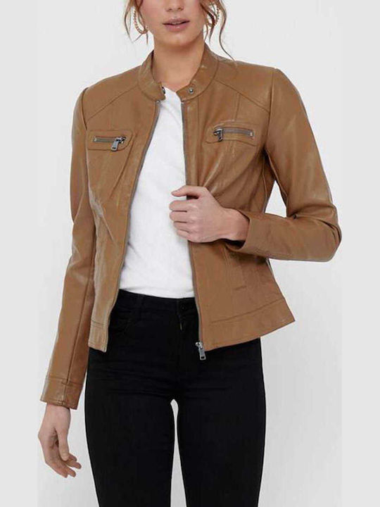 Only Women's Biker Jacket Cognac