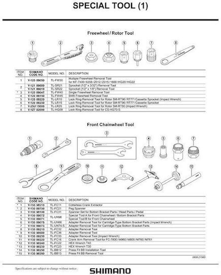 Shimano Tl-un66 Bottom Bracket Tool
