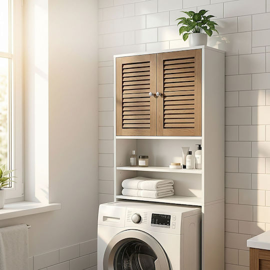 Relaxdays White Wooden Freestanding Bathroom Shelf