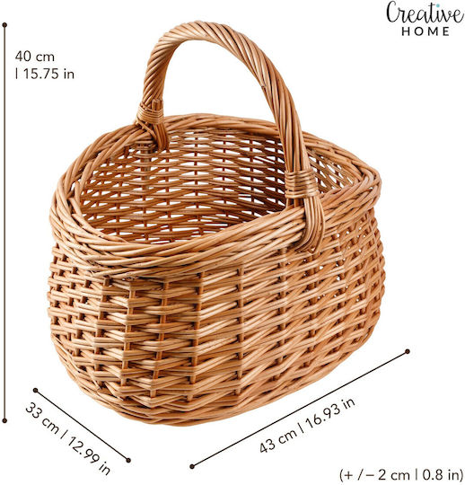 Creative Dekorativer Korb aus Korbweide Beige 43x33x40 cm