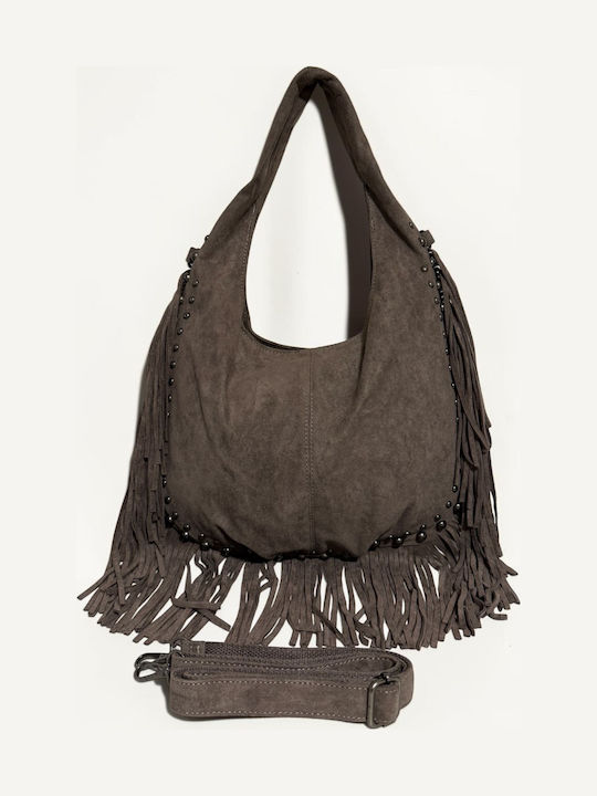 Women's Suede Shoulder Bag with Fringes Puro