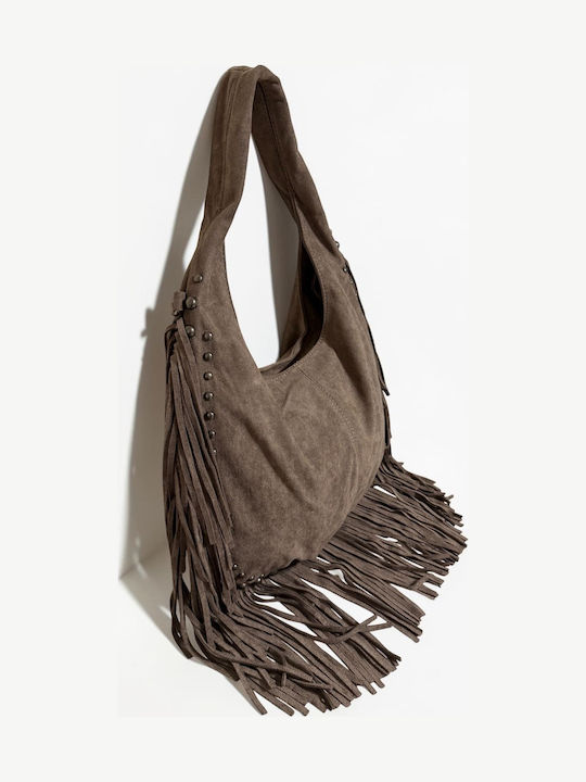 Women's Suede Shoulder Bag with Fringes Puro