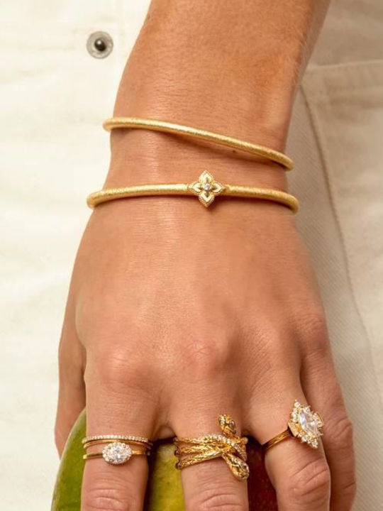 Mya-Bay Women's Gold-Plated Cuff Bracelet With Flower Design