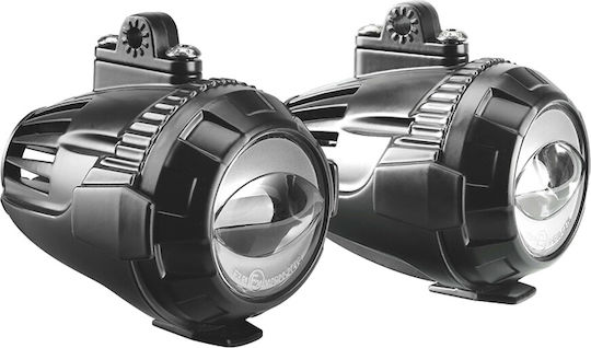 Lampa Moto Fog Lights Fog-x2 12V 30W 2100Lm 6000-6500K Φ71mm 1 LED Waterproof IP68 Wiring Brackets Φ38-39mm Set 2 Pcs 91582-lm 9158.2-lm