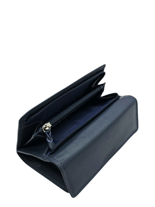 Große Damenlederbrieftasche mit RFID Blau