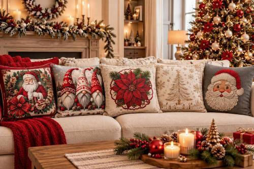 Linea Home Χριστουγεννιάτικη Διακοσμητική Μαξιλαροθήκη 45x45εκ.