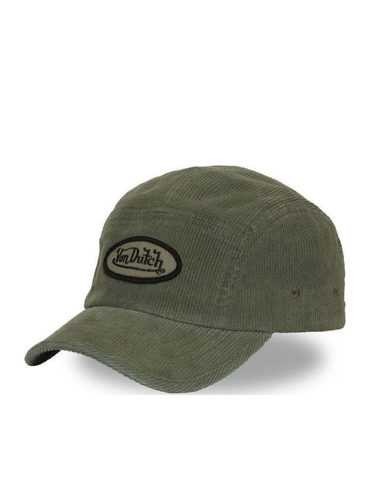 Шапка Von Dutch – Зелена От Маслиненозелен Кадифен Рипс