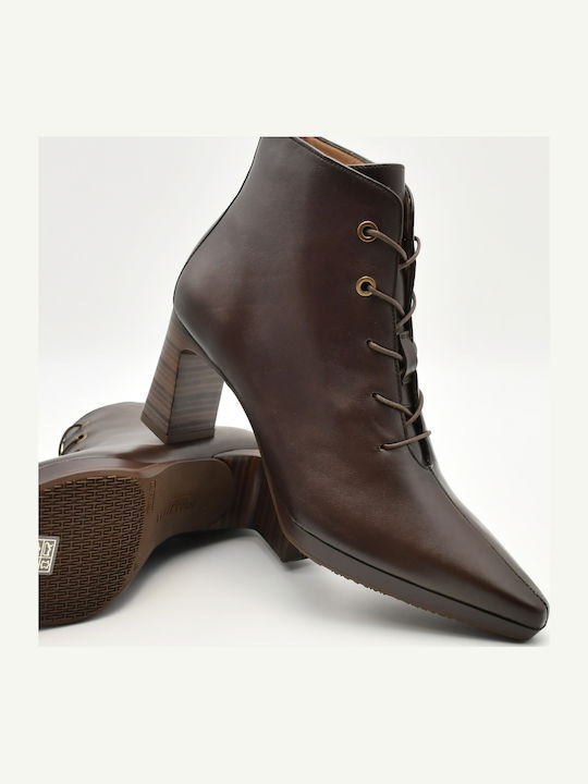 Dunkelbraune Damen-Lederstiefeletten