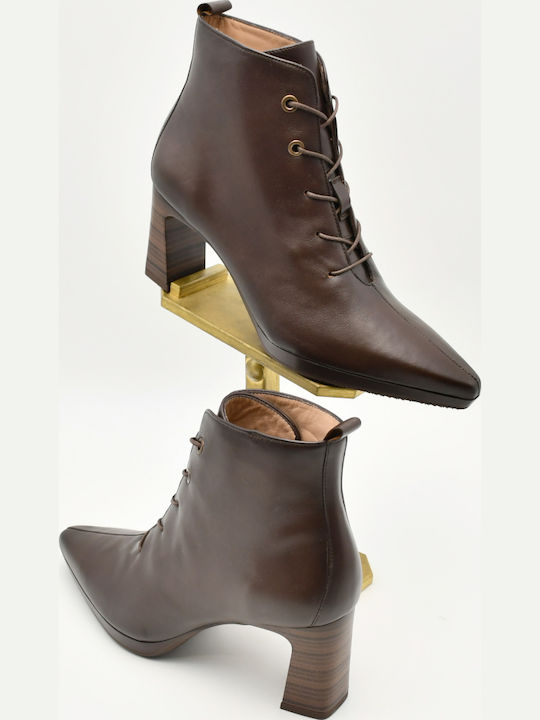 Dunkelbraune Damen-Lederstiefeletten