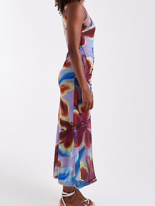 Rochie de Seară Maxi de Vară cu Transparență Purple Heart
