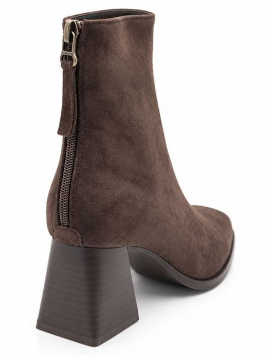 Braune Damen-Stiefeletten aus Wildleder