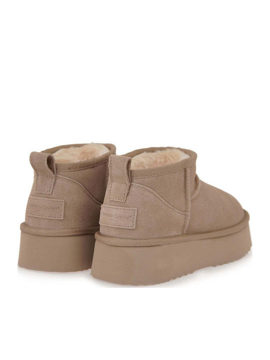 Wildleder Damen Stiefeletten Beige Veloursleder