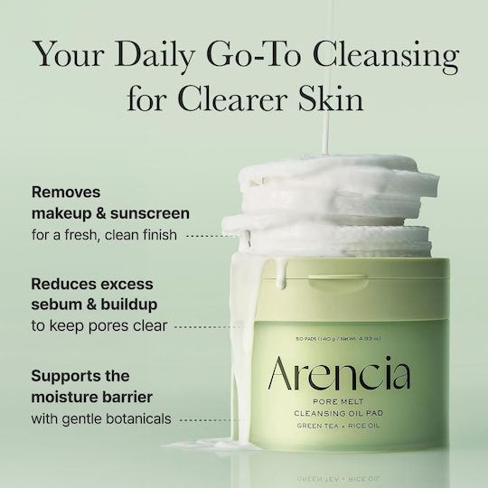 Arencia Pore Melt Facial Cleansing & Makeup Remover Oil for Oil Control & Antioxidant Action 50 Pieces