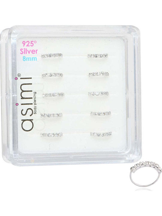Asimi Ασημί Κρίκος Μύτης 8 Mm 7 Crystals 1 Τμχ Ασημί Asimi Ασημί Κρίκος Μύτης 8 Mm 7 Crystals 1 Τμχ Ασημί