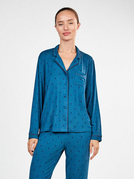 Gisela Winter Women's Petrol Blue Pyjama Set
