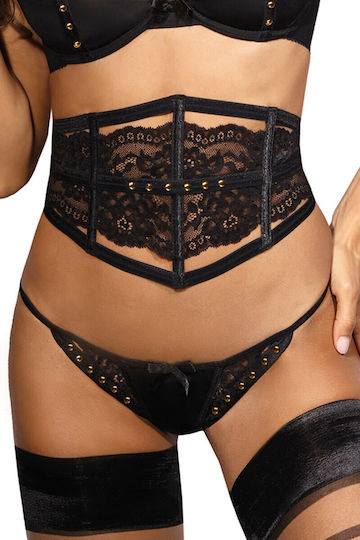 Axami V-9788 Γυναικείο Sexy String με Δαντέλα Slip Black