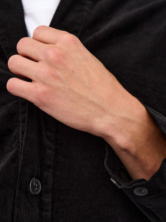 Langärmeliges Cord-Overshirt Schwarz