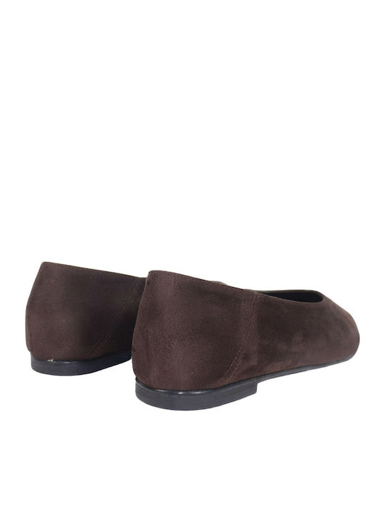 Women's Pointed Toe Anatomic Brown Suede Ballerina Shoes