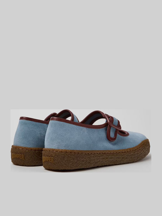 Peu Wildleder Damen Ballerinas Spitz zulaufend mit Riemchen / Riemchenverschluss Blau