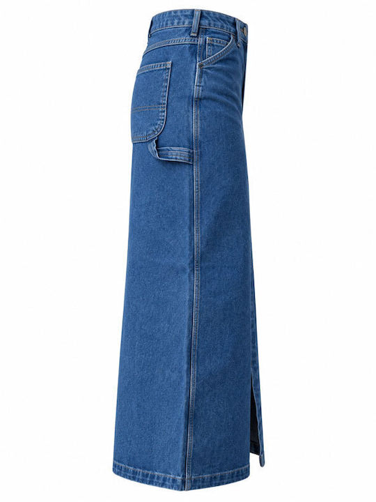 Дълга дънкова пола с висока талия Carpenter Classic Blue