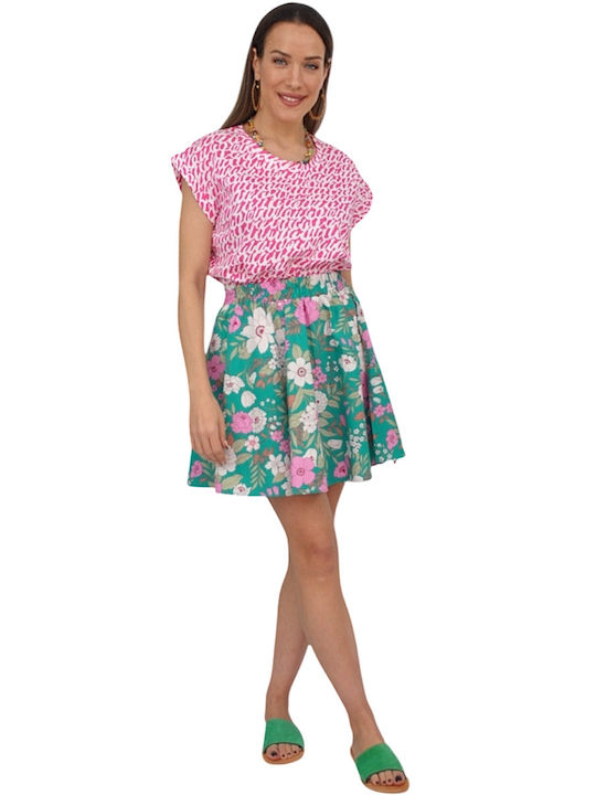 Mini Floral Green Skirt