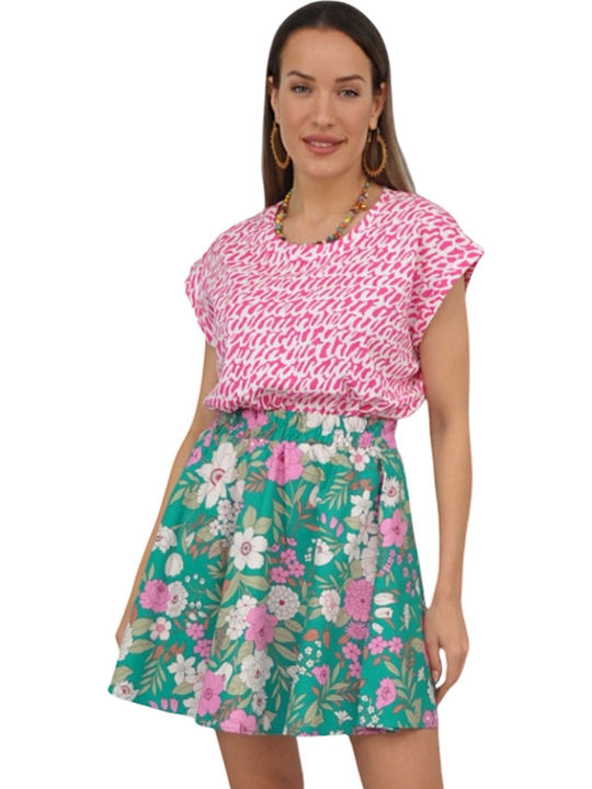 Mini Floral Green Skirt