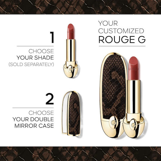 Rouge G Patterns Toc de Ruj Personalizabil Le Python cu Oglindă Dublă și Aspect de Bijuterie, Ultra-Îngrijitor