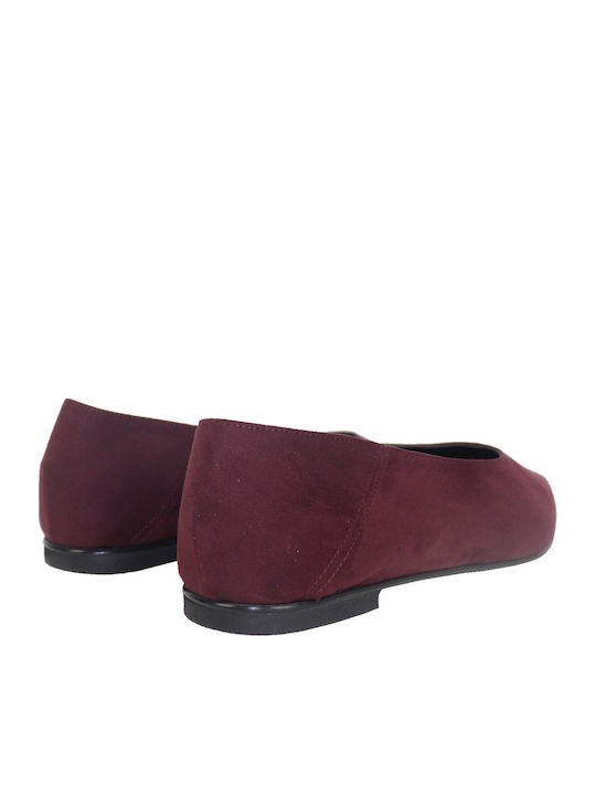 Women's Pointed-Toe Anatomic Ballet Flats in Burgundy Suede