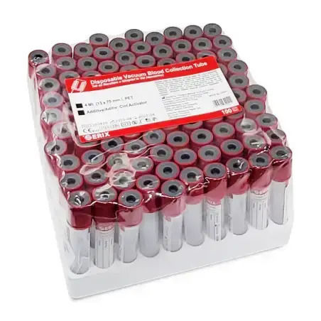 Vacutainer for Biochemistry – Clot Activator Red Cap Pet Serix 100 Pcs 9ml