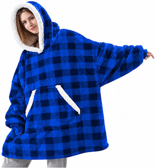 Velvet Blanket with Sleeves 70x90cm Blue Velvet Blanket with Sleeves 70x90cm Blue