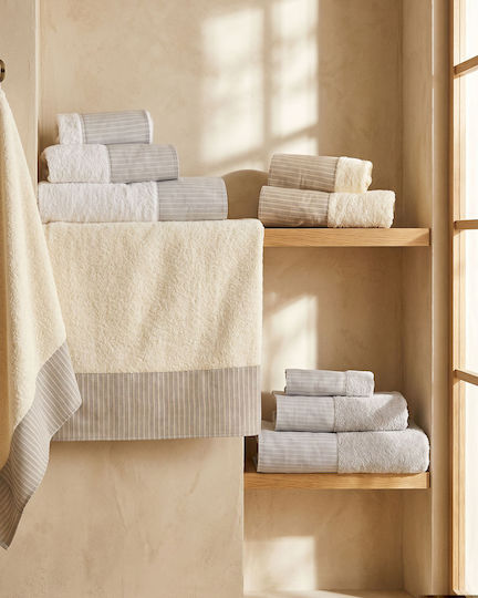 Rythmos 3-Piece Bath Towel Set Sand White Grey 500 g/m² Weight