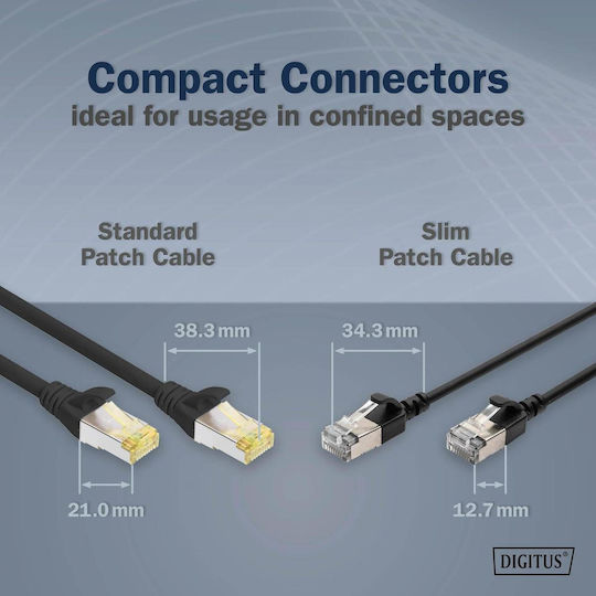 Digitus F/FTP Cat.6a (Gigabit) Καλώδιο Δικτύου Ethernet 0.3m Μαύρο