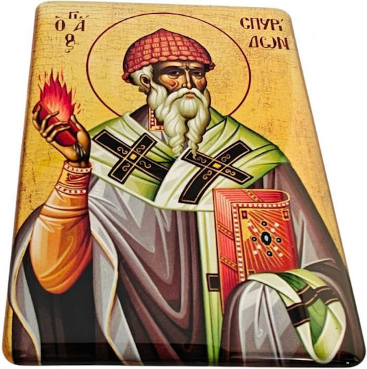 Saint Spyridon Icon Magnet Glazed 8x5.5 Cm