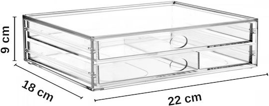 Femmit Transparent 2-Drawer Organizer 22x18x9cm – Organizing Cosmetics, Jewelry, Office Supplies & Small Items