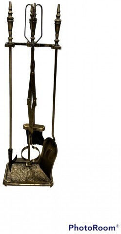 Kraft World Silver Fireplace Tool Set with Stand Holder