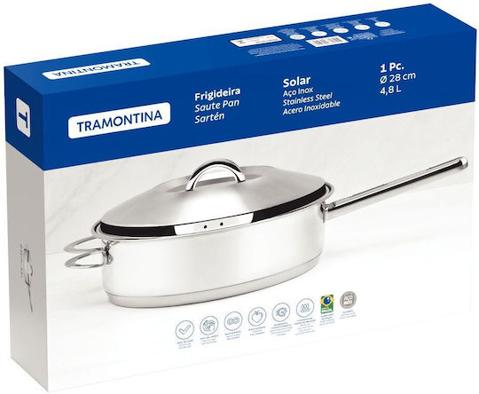 Tramontina Stainless Steel Pan with Lid 28cm
