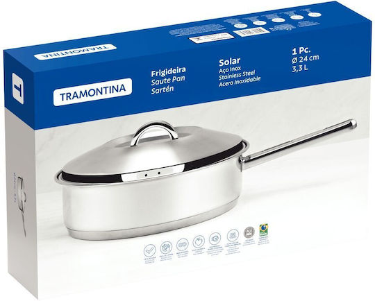 Tramontina Stainless Steel Pan with Lid 24cm