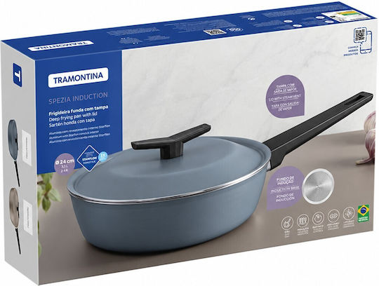 Tramontina Aluminum Saute Pan with Lid and Non-Stick Coating 24cm