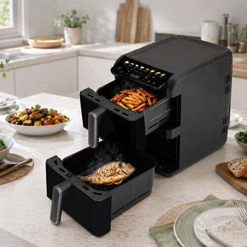 Air Fryer με Διπλό Αποσπώμενο Κάδο 10lt Μαύρο AD 6325