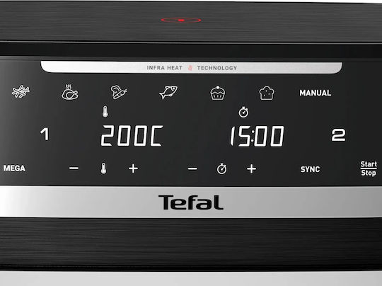 Tefal Ever Fry Dual Flex Еър Фрайър с Wi-Fi и Двойна Подвижна Кошница 9 л Черен