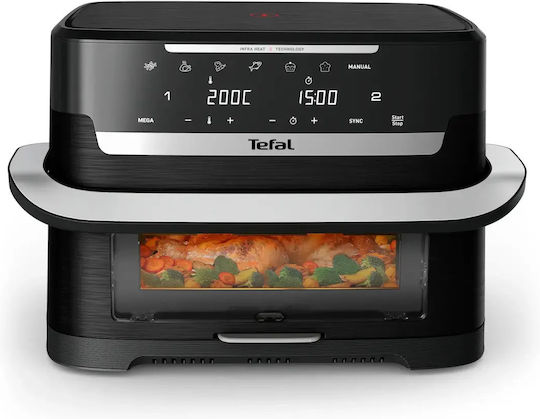 Tefal Ever Fry Dual Flex Еър Фрайър с Wi-Fi и Двойна Подвижна Кошница 9 л Черен