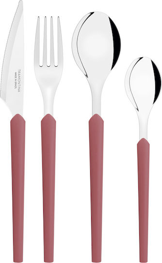 Tramontina Cutlery Set Stainless Steel 18/10 Pink 24 Pieces