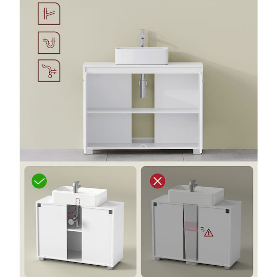 Vasagle Waschtischunterschrank mit Waschbecken B60xT30xH60 cm Weiß