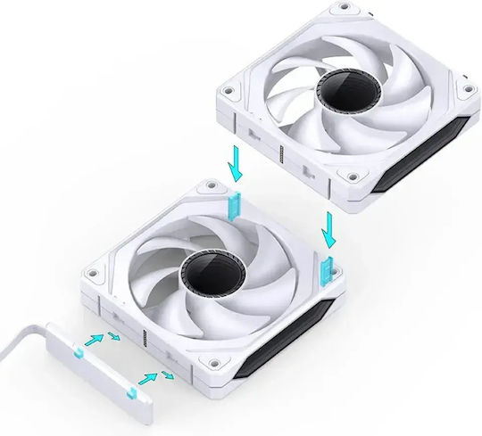 ZL-120W Gehäuselüfter (1800rpm / 60.35cfm) mit ARGB Beleuchtung und Verbindung 4-Pin PWM 3 Stück Weiße