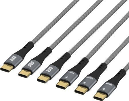 EFB Плетен USB 2.0 Кабел USB-C Мъжки - USB-C 100W Захранване (PD) Сив 0.5м