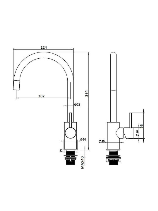 Karag Kitchen Faucet Counter Gray